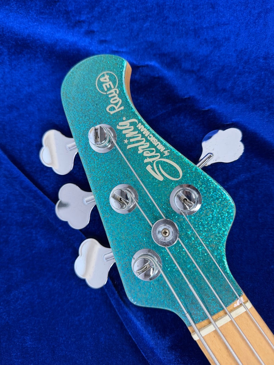 Sterling by Musicman Ray34 Blue Sparkle matching head w/Softcase